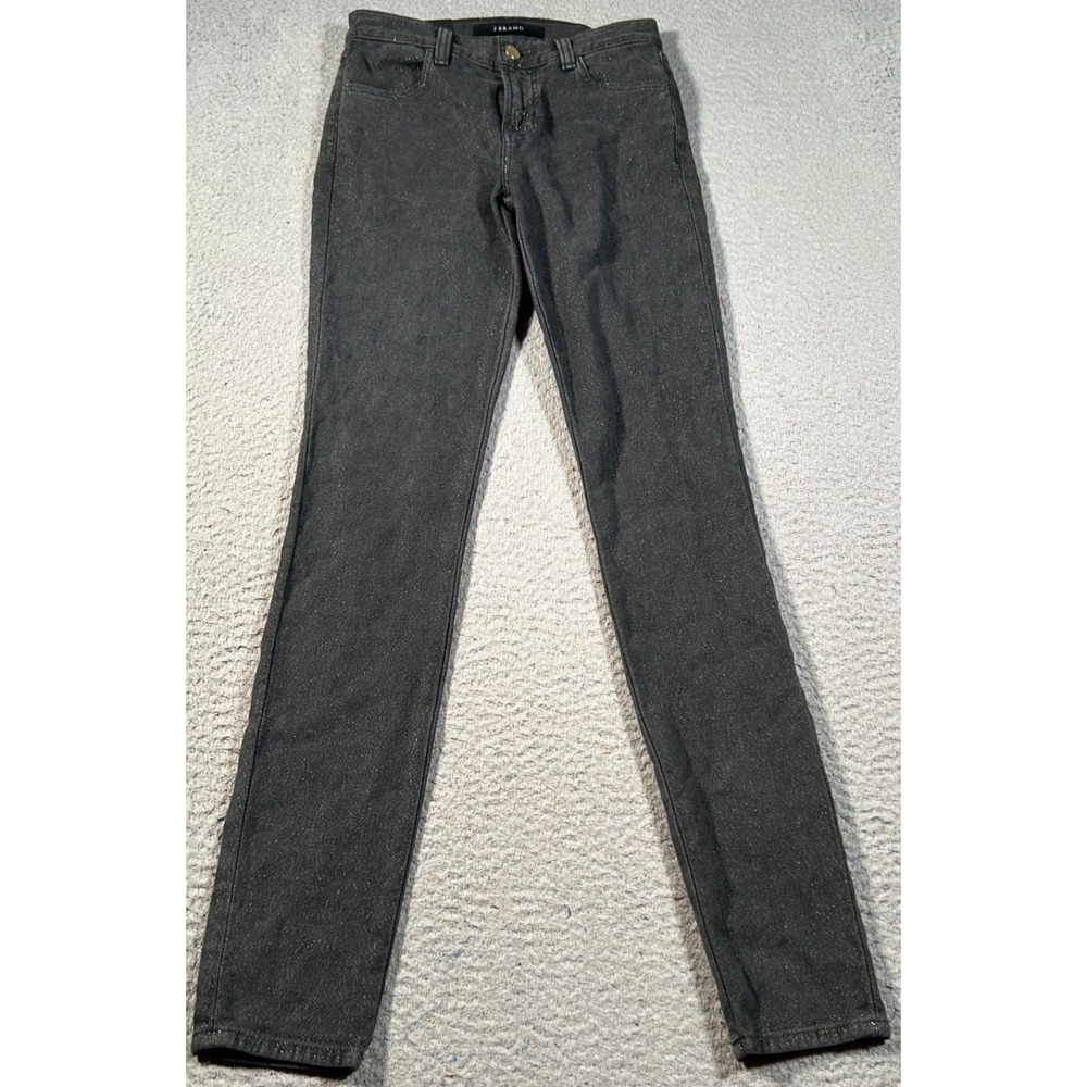 J BRAND 620 Jeans Women 24 Mid Rise Super Skinny Black Faded Future NWT‎